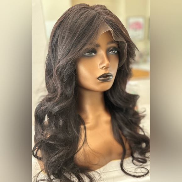 Pre styled 💯% human hair 13x6 natural brown lace frontal 26 inch wig - Picture 3 of 15